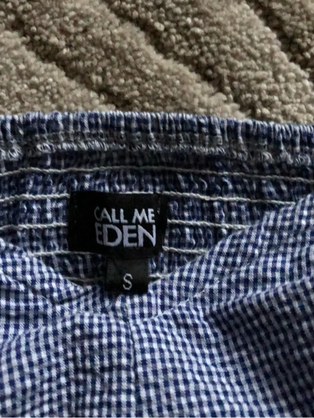 Urban Outfitters Blue Gingham Strapless Crop Top - Picture 2 of 2